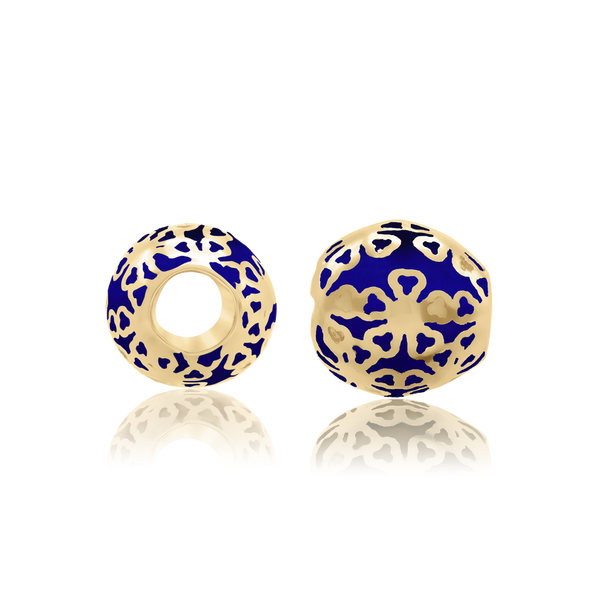 ITI NYC Flowers Enamel Beads in Sterling Silver 18K Yellow Gold Finish (9.0 x 8.7 mm)
