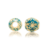 ITI NYC Flowers Enamel Beads in Sterling Silver 18K Yellow Gold Finish (9.0 x 8.7 mm)