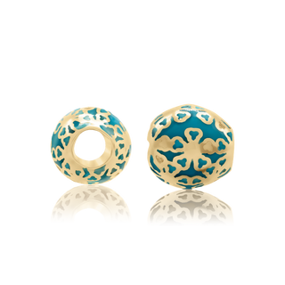 ITI NYC Flowers Enamel Beads in Sterling Silver 18K Yellow Gold Finish (9.0 x 8.7 mm)