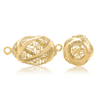 ITI NYC Oval Cage Spacers with Rings in Sterling Silver 18K Yellow Gold Finish (9.4 x 19.4 mm)