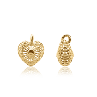 ITI NYC Heart Spacers in Sterling Silver 18K Yellow Gold Finish (8.8 x 7.11 mm)