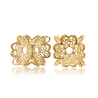 ITI NYC Flower Cage Spacers in Sterling Silver 18K Yellow Gold Finish (9.5 x 9.5 mm)