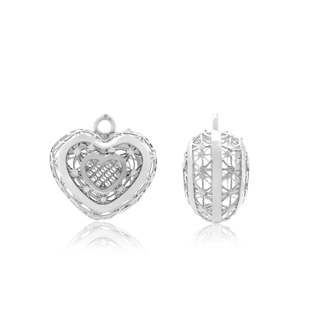 ITI NYC Heart Spacers with Ring in Sterling Silver (11.8 x 11.8 mm)