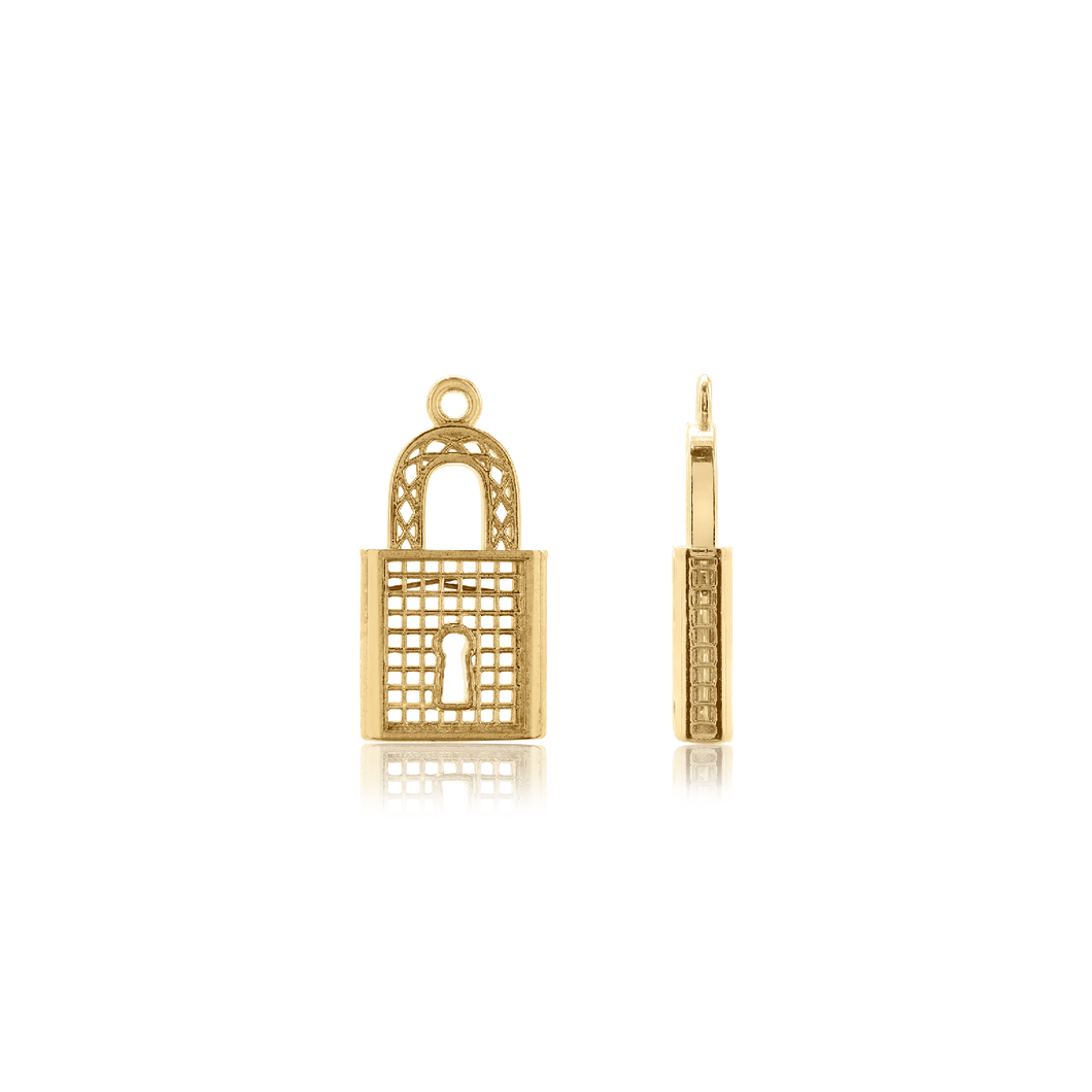 ITI NYC Lock Spacers with Ring in Sterling Silver 18K Yellow Gold Finish (18.8 x 9.6 mm)