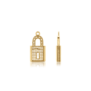 ITI NYC Lock Spacers with Ring in Sterling Silver 18K Yellow Gold Finish (18.8 x 9.6 mm)