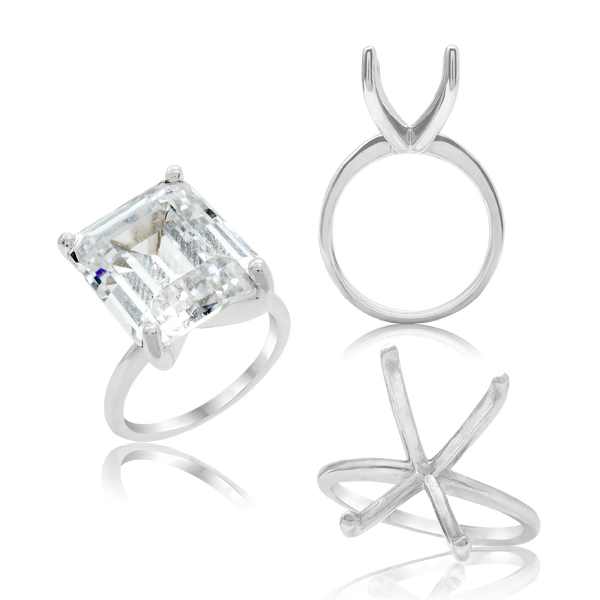 ITI NYC Emerald Shape 4 Prong High TIF Style Solitaire