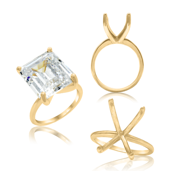 ITI NYC Emerald Shape 4 Prong High TIF Style Solitaire