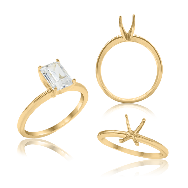 ITI NYC Emerald Shape 4 Prong High TIF Style Solitaire