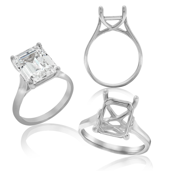 ITI NYC Emerald Shape 4 Prong Lucida Solitaire