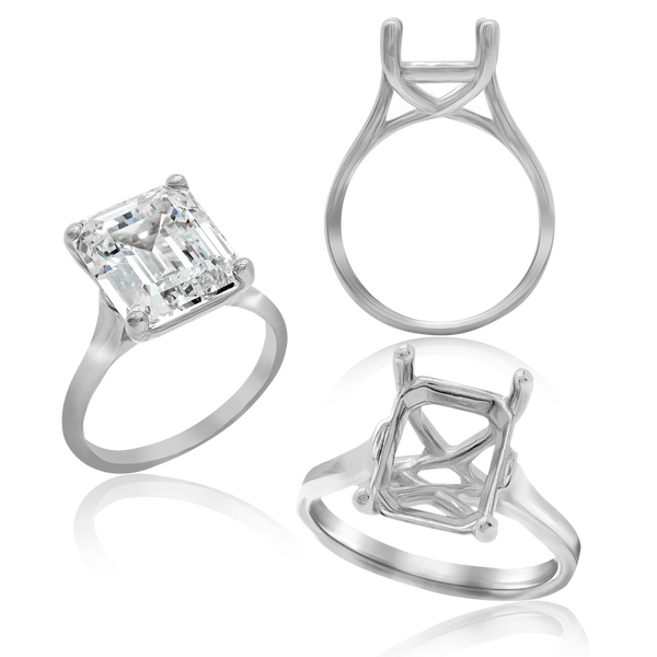 ITI NYC Emerald Shape 4 Prong Lucida Solitaire