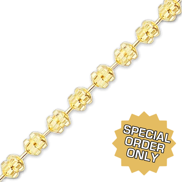 Special Order Only: Bulk / Spooled Diamond Cut Fancy Bead Chain in Gold
