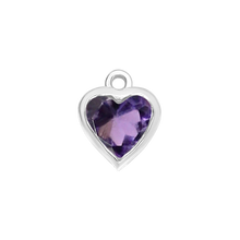 Load image into Gallery viewer, Diamond or Gemstone Heart Bezel Drop Charm in 14K White Gold
