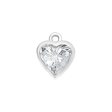 Load image into Gallery viewer, Diamond or Gemstone Heart Bezel Drop Charm in 14K White Gold
