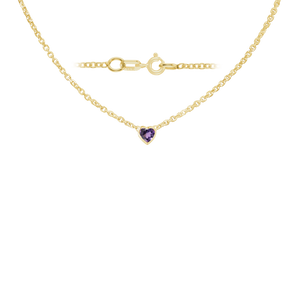 Diamond or Gemstone Heart Bezel in 14K Yellow Diamond Cut Cable Necklace (16-18" Extension)