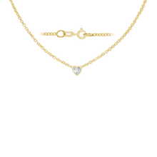 Load image into Gallery viewer, Diamond or Gemstone Heart Bezel in 14K Yellow Round Cable Necklace (16-18&quot; Extension)

