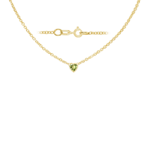 Diamond or Gemstone Heart Bezel in 14K Yellow Round Cable Necklace (16-18" Extension)