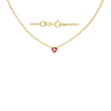 Load image into Gallery viewer, Diamond or Gemstone Heart Bezel in 14K Yellow Round Cable Necklace (16-18&quot; Extension)
