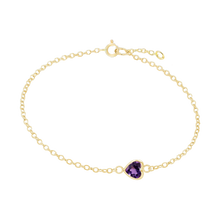 Load image into Gallery viewer, Diamond or Gemstone Heart Bezel Charm in 14K Yellow Diamond Cut Cable Bracelet
