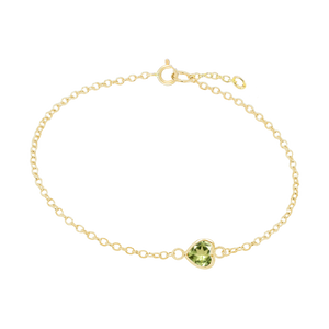 Diamond or Gemstone Heart Bezel Charm in 14K Yellow Round Cable Bracelet