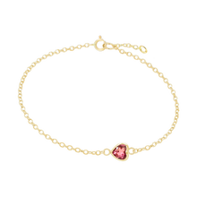Load image into Gallery viewer, Diamond or Gemstone Heart Bezel Charm in 14K Yellow Diamond Cut Cable Bracelet
