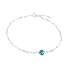 Load image into Gallery viewer, Diamond or Gemstone Heart Bezel Charm in 14K White Diamond Cut Cable Bracelet
