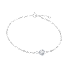 Load image into Gallery viewer, Diamond or Gemstone Heart Bezel Charm in 14K White Round Cable Bracelet
