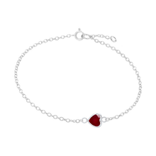 Load image into Gallery viewer, Diamond or Gemstone Heart Bezel Charm in 14K White Round Cable Bracelet
