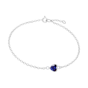 Diamond or Gemstone Heart Bezel Charm in 14K White Round Cable Bracelet