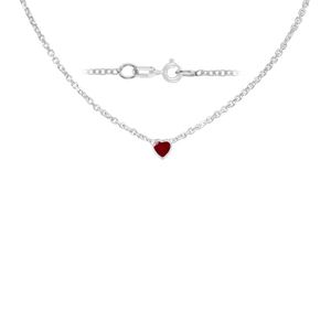 Diamond or Gemstone Heart Bezel in 14K White Diamond Cut Cable Necklace (16-18" Extension)