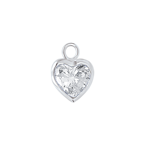 Diamond or Gemstone Heart Bezel Drop Charm in 14K White Gold