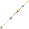 Finished Diamond by the Yard Cable Chain Anklet in 14K Yellow Gold with Blue Topaz Stones