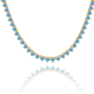 Tennis Necklace with Blue Topaz Stones (December Birthstones) in 14K Gold (1.75 mm - 4.0 mm)