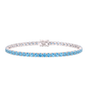 Tennis Bracelet with Blue Topaz Colored CZ in Sterling Silver (2 mm - 4 mm)