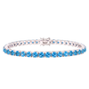 Tennis Bracelet with Blue Topaz Colored CZ in Sterling Silver (2 mm - 4 mm)