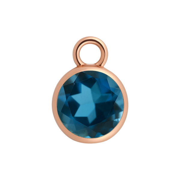 Diamond or Gemstone Bezel Drop Charm in 14K Rose Gold