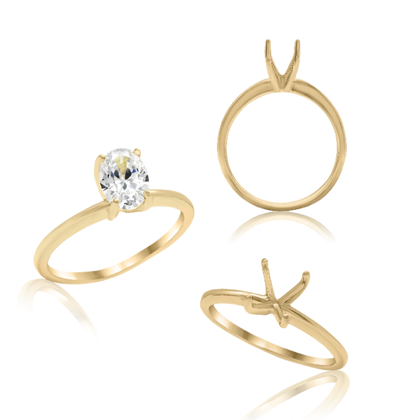 ITI NYC Oval 4 Prong High TIF Style Solitaire (5mm-15mm)