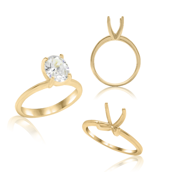 ITI NYC Oval 4 Prong High TIF Style Solitaire (5mm-15mm)