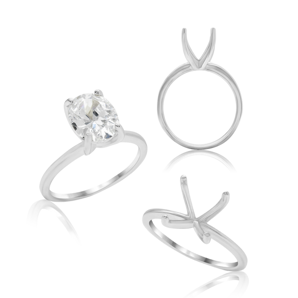 ITI NYC Oval 4 Prong High TIF Style Solitaire (5mm-15mm)