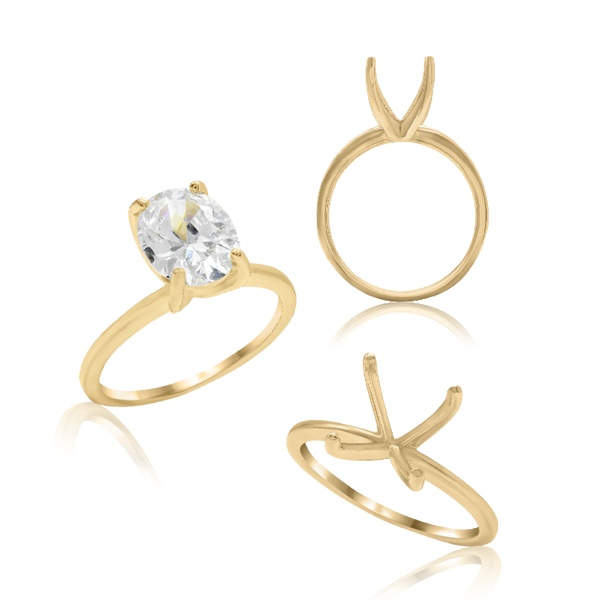ITI NYC Oval 4 Prong High TIF Style Solitaire (5mm-15mm)