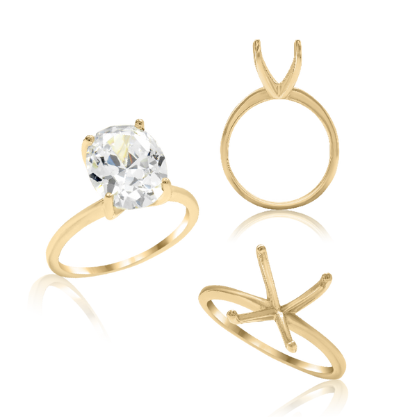 ITI NYC Oval 4 Prong High TIF Style Solitaire (5mm-15mm)