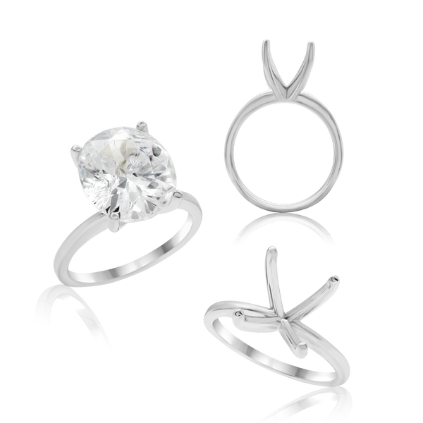ITI NYC Oval 4 Prong High TIF Style Solitaire (5mm-15mm)