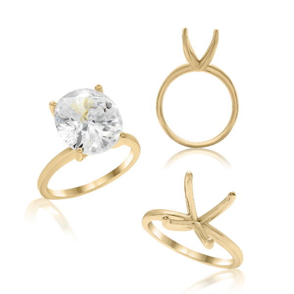 ITI NYC Oval 4 Prong High TIF Style Solitaire (5mm-15mm)