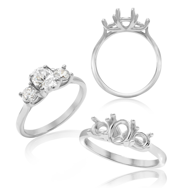 ITI NYC Oval Lucida 4 Prong with Side Stones