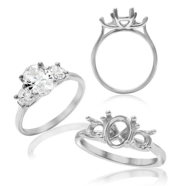 ITI NYC Oval Lucida 4 Prong with Side Stones