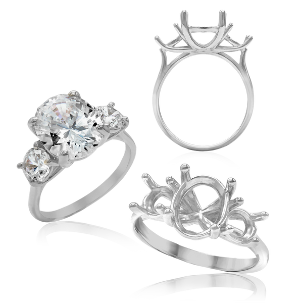 ITI NYC Oval Lucida 4 Prong with Side Stones