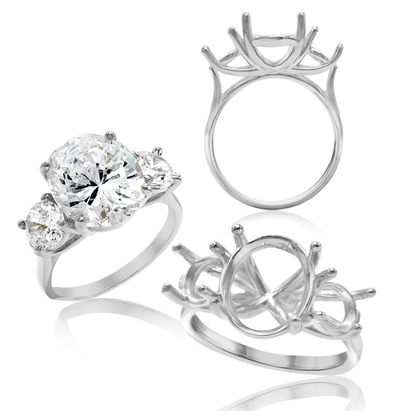 ITI NYC Oval Lucida 4 Prong with Side Stones