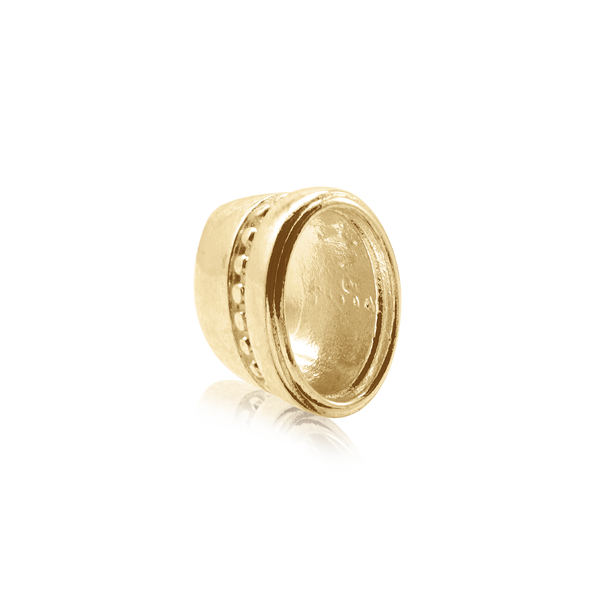 ITI NYC Oval High Bezel with Beaded Detail in 14K Gold (6.00 x 4.00 mm - 12.00 x 10.00 mm)