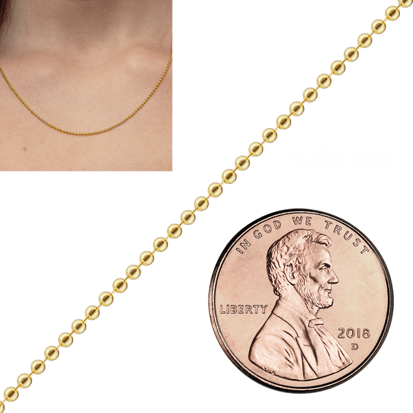 Special Order Only: Bulk / Spooled Round Bead Chain in Gold