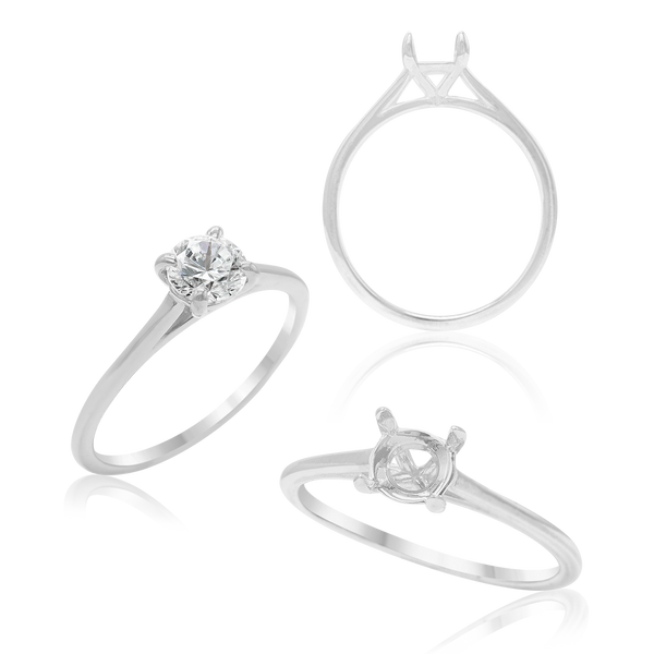 ITI NYC Round 4 Prong Tapered Basket Solitaire