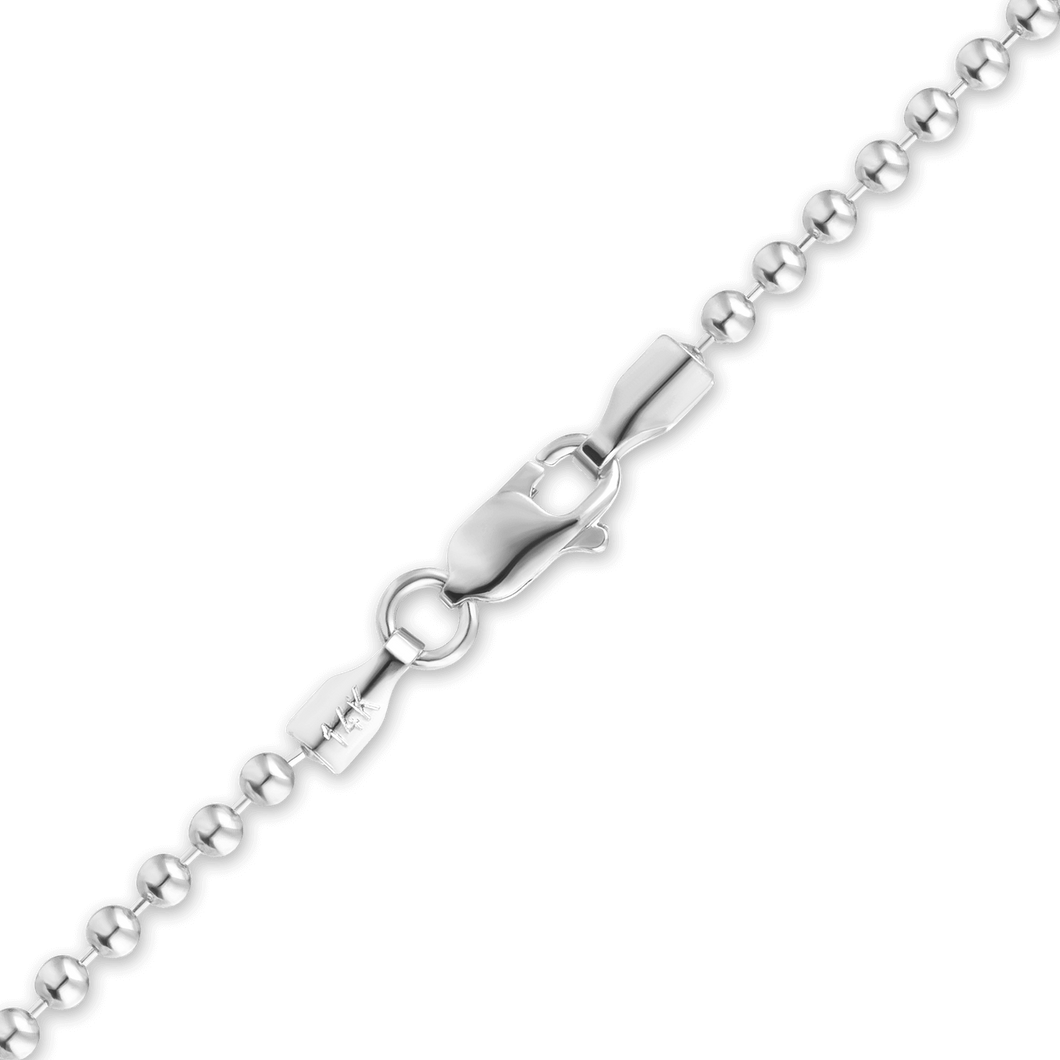 Broadway Bead Anklet in 14K White Gold